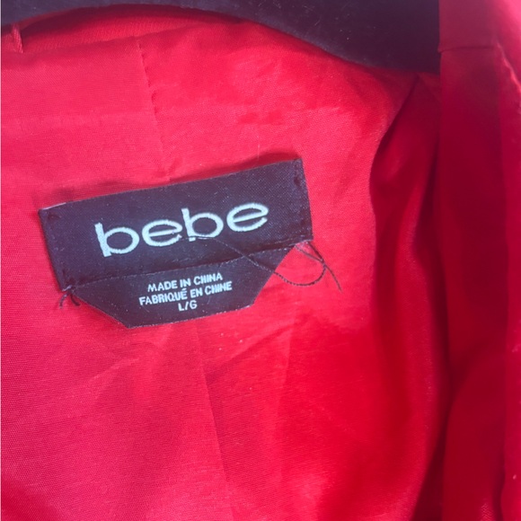 bebe Vibrant Red Long Sleeve trench coat size large elegant date evening - Picture 6 of 8